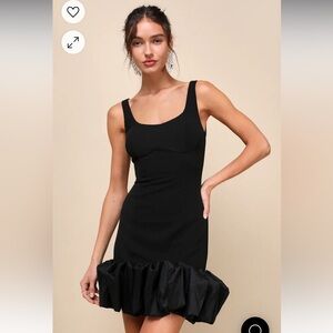Essentially Flirty Black 3D Ruffle Hem Bodycon Mini Dress